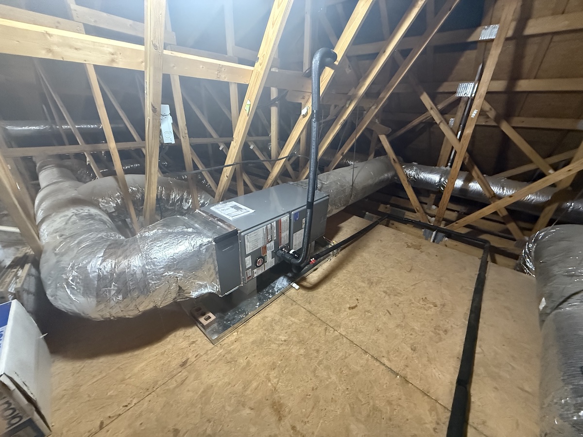 Rheem air handler installation in attic, Greer SC