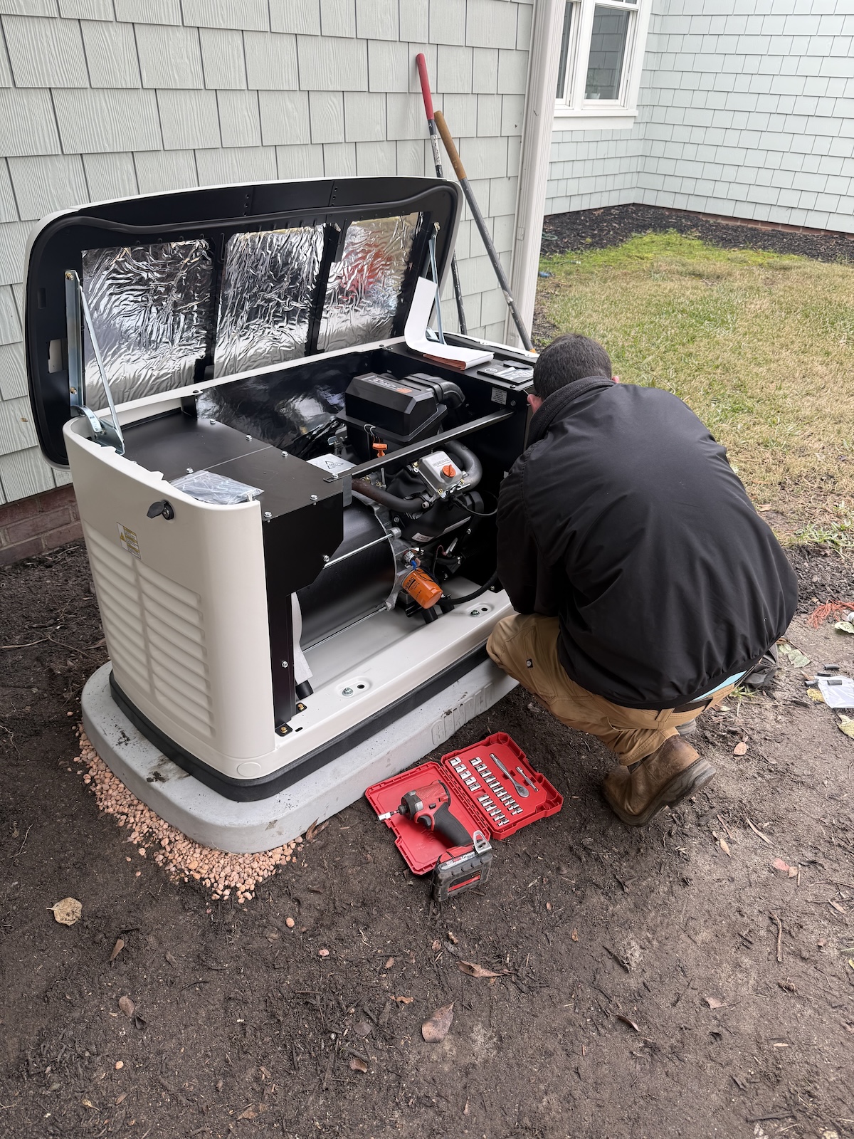 Cameron installing a Generac whole-home generator