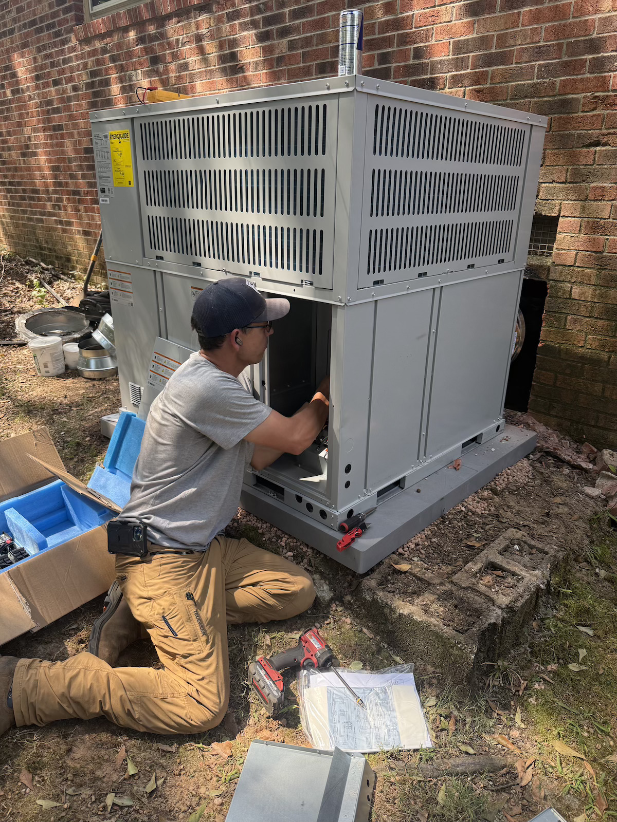 Bosch variable speed package unit installation in Greer, SC
