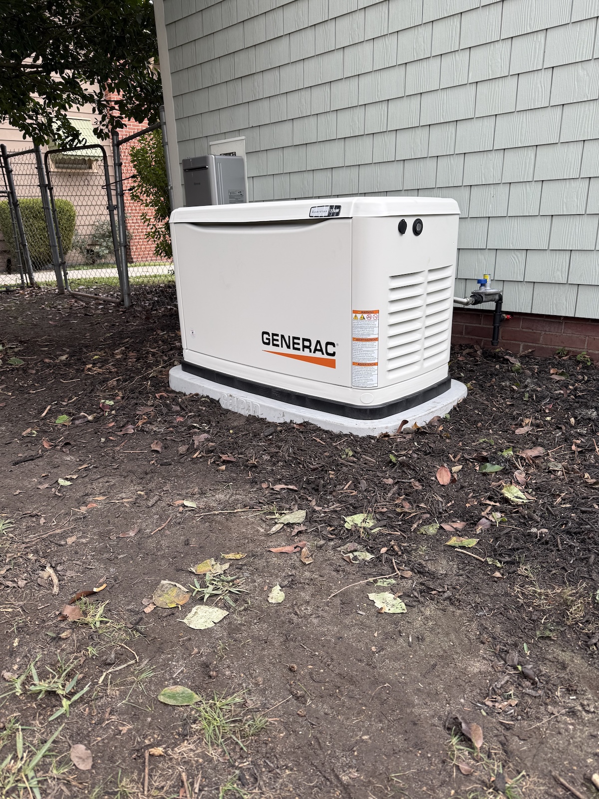 Generac whole-home standby generator with gas connection