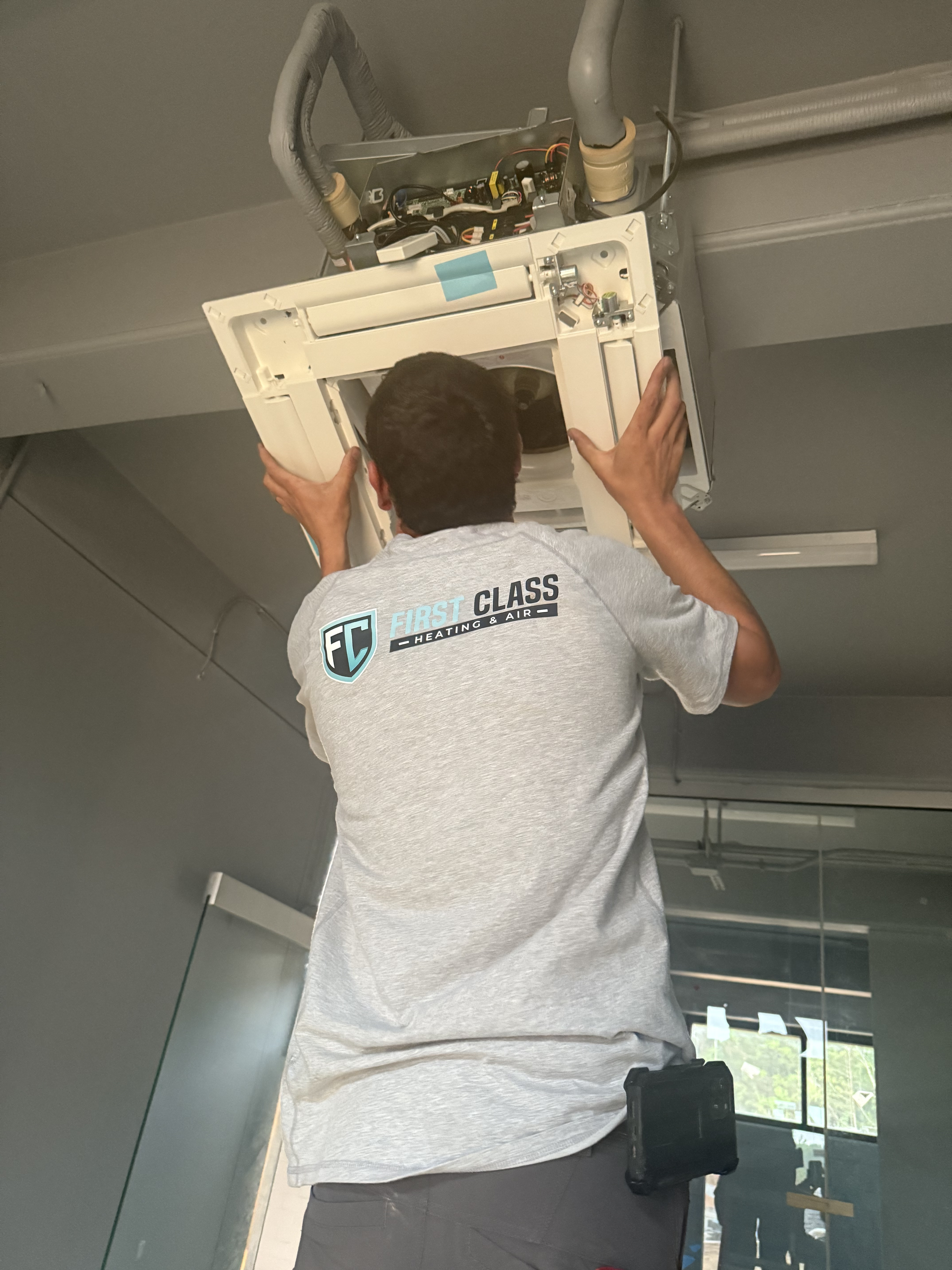 Mini split ceiling cassette installation