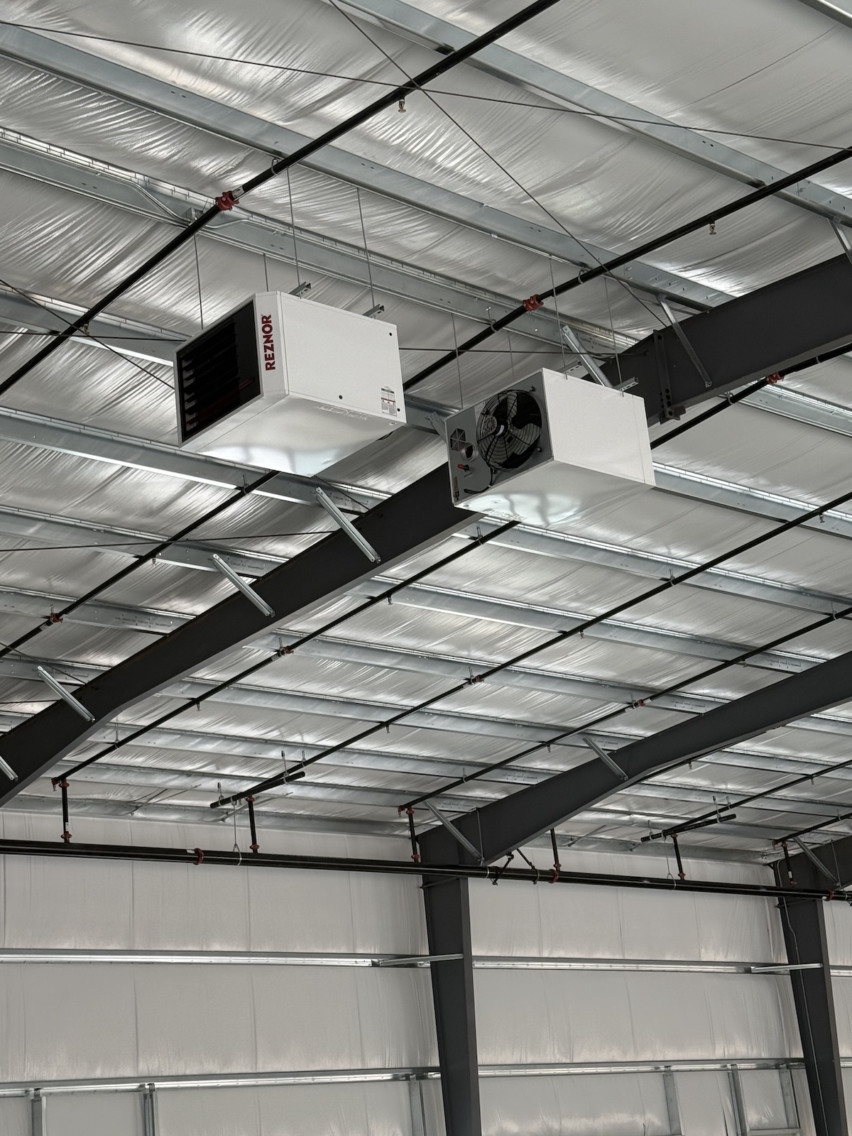 Reznor commercial unit heaters in warehouse
