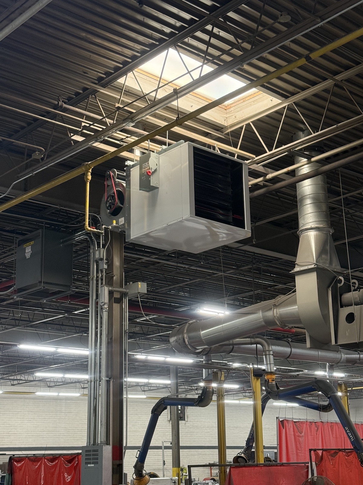 Reznor hanging heater installed in a production facility