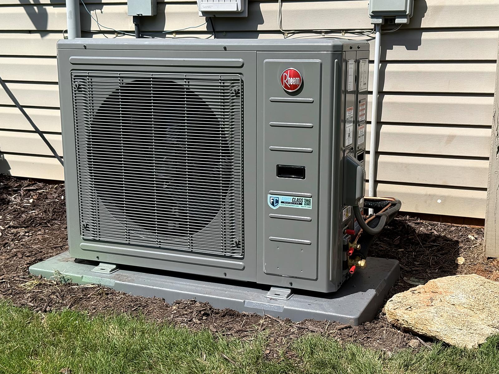 16 SEER2 Rheem variable speed heat pump installed in Simpsonville, SC
